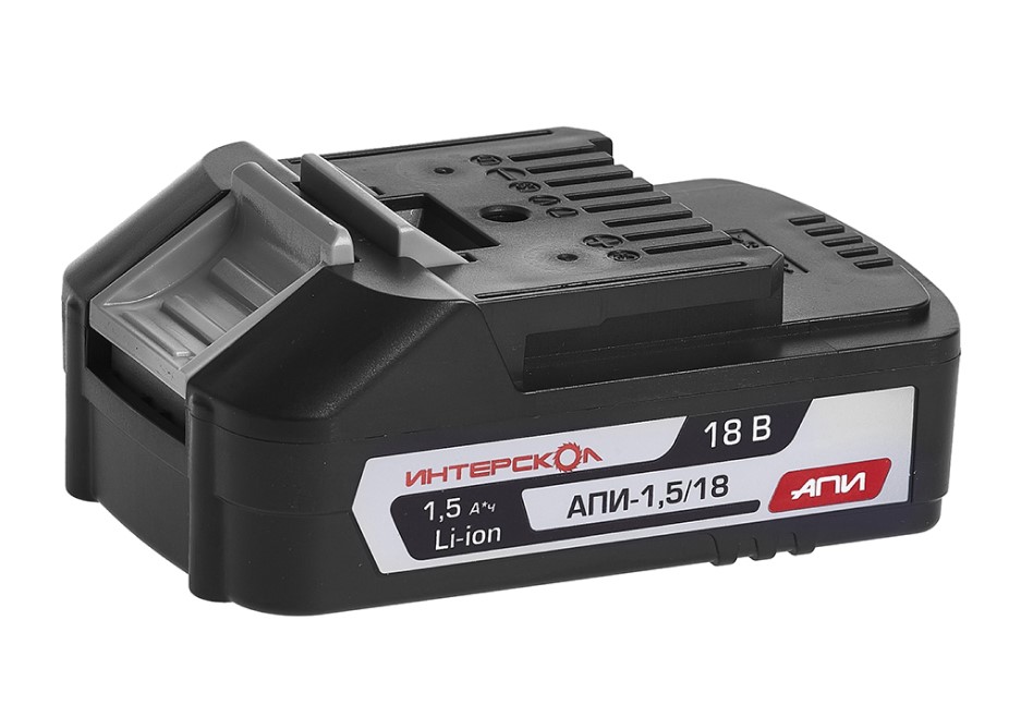 Аккумуляторный слайдерный блок ИНТЕРСКОЛ АПИ-1,5/18, Li-Ion, 18 В, 1.5 Ач, 1 шт. (2400.019)