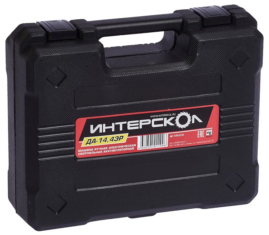 Аккумуляторная дрель-шуруповерт ИНТЕРСКОЛ ДА-14,4ЭР32, 14.4 В, 1400 об/мин, с 2 АКБ 1.5 Ач и ЗУ, в кейсе (596.3.2.23)