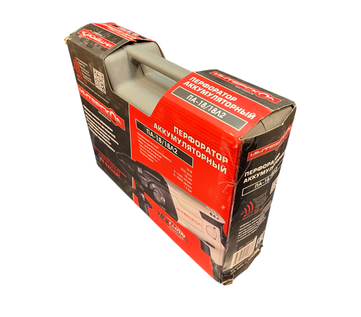 Аккумуляторный перфоратор ИНТЕРСКОЛ ПА-18/18Л2, 18 В, 1.3 Дж, 6900 уд/мин, без АКБ и ЗУ, в кейсе (УЦЕНЕННЫЙ ТОВАР) (329.0.0.74/U2)