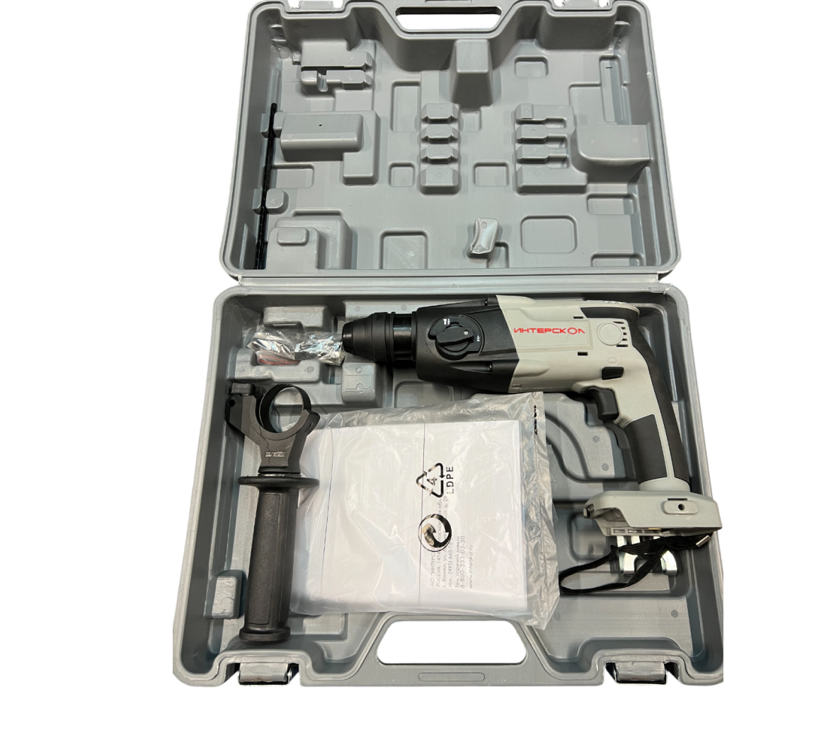 Аккумуляторный перфоратор ИНТЕРСКОЛ ПА-18/18Л2, 18 В, 1.3 Дж, 6900 уд/мин, без АКБ и ЗУ, в кейсе (УЦЕНЕННЫЙ ТОВАР) (329.0.0.74/U2)