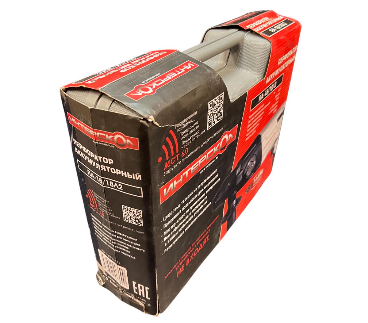 Аккумуляторный перфоратор ИНТЕРСКОЛ ПА-18/18Л2, 18 В, 1.3 Дж, 6900 уд/мин, без АКБ и ЗУ, в кейсе (УЦЕНЕННЫЙ ТОВАР) (329.0.0.74/U2)