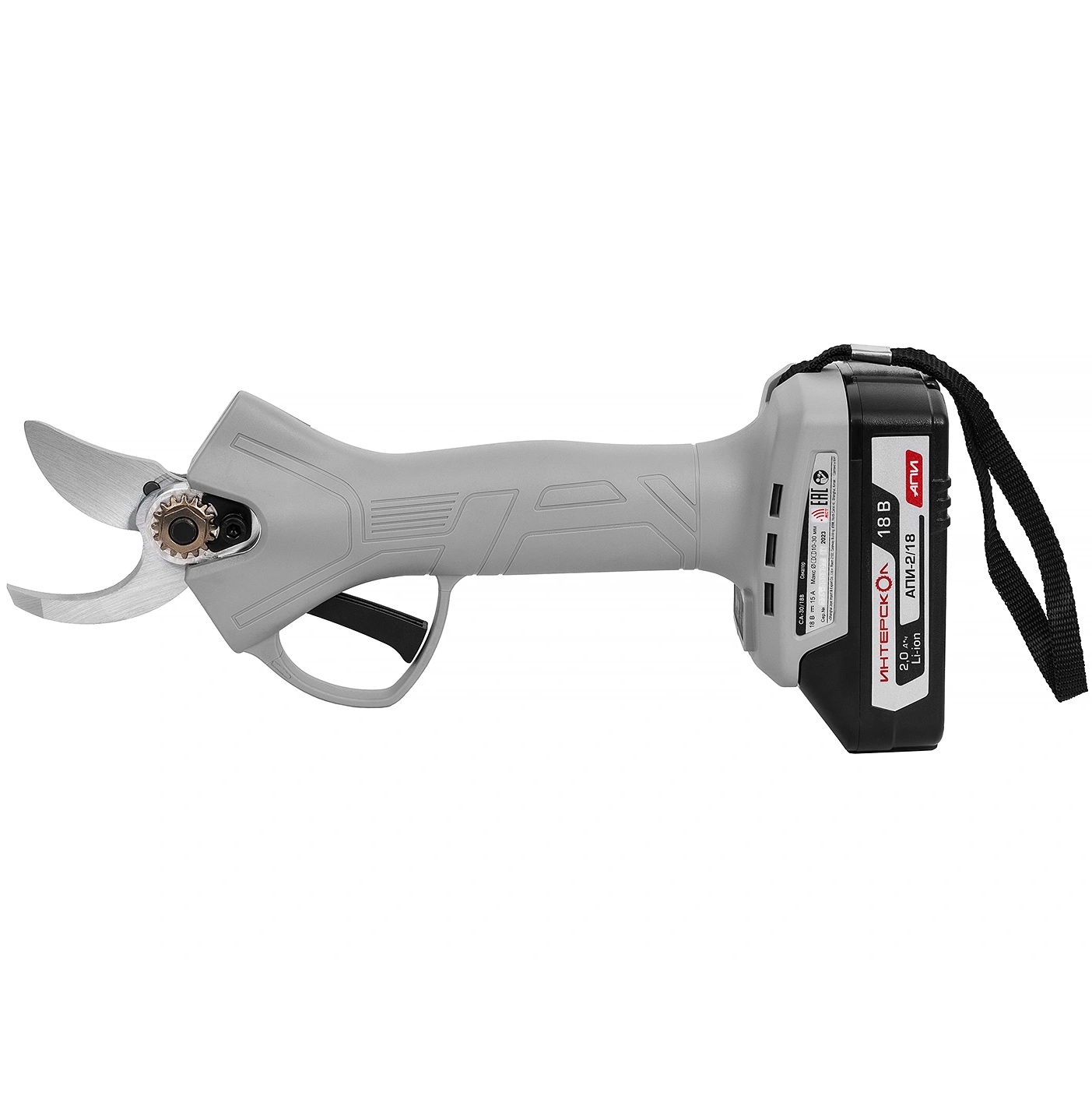 Аккумуляторный секатор ИНТЕРСКОЛ СА-30/18В, 18 В, рез до 30 мм, с АКБ 2 Ач и ЗУ, в кейсе (775.2.1.70)