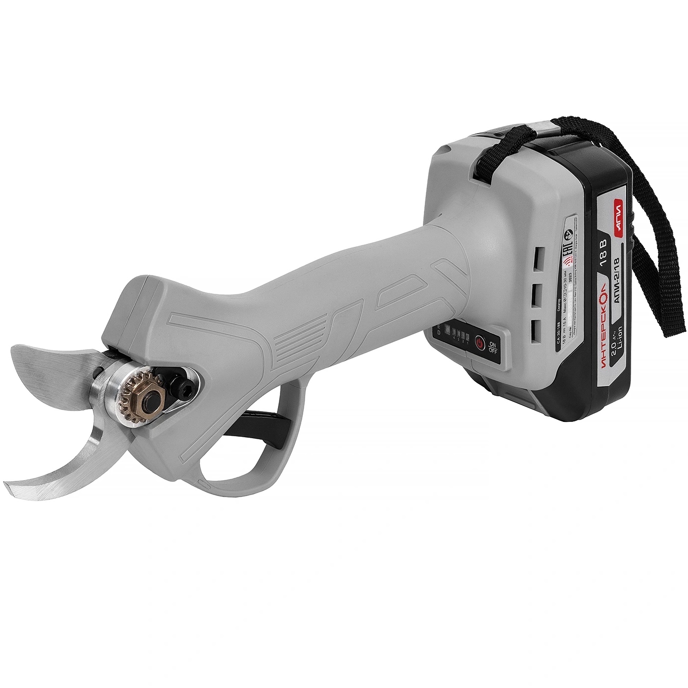 Аккумуляторный секатор ИНТЕРСКОЛ СА-30/18В, 18 В, рез до 30 мм, с АКБ 2 Ач и ЗУ, в кейсе (775.2.1.70)