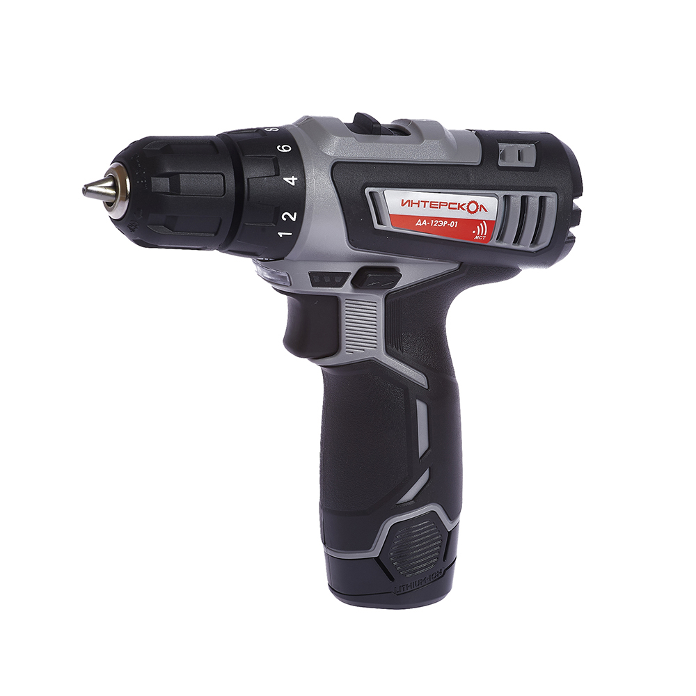 Аккумуляторная дрель-шуруповерт ИНТЕРСКОЛ ДА-12ЭР-01, 12 В, 1400 об/мин, с АКБ 1.5 Ач и ЗУ, в кейсе (534.0.1.01)