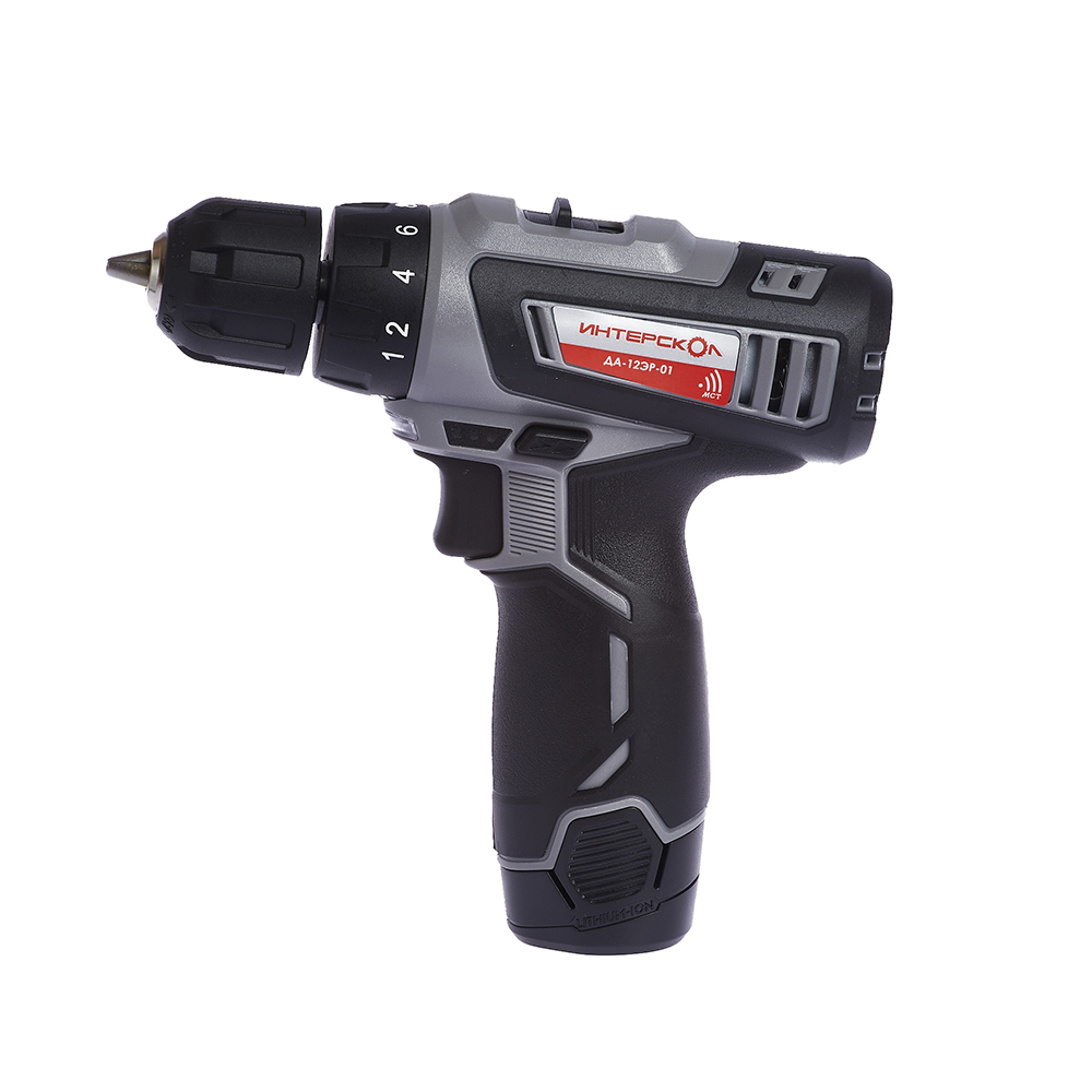 Аккумуляторная дрель-шуруповерт ИНТЕРСКОЛ ДА-12ЭР-01, 12 В, 1400 об/мин, с АКБ 1.5 Ач и ЗУ, в кейсе (534.0.1.01)