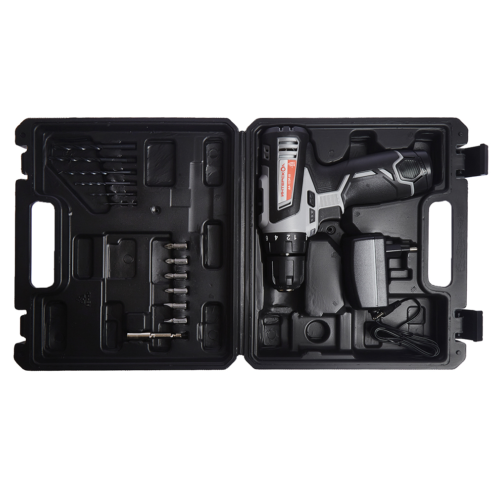 Аккумуляторная дрель-шуруповерт ИНТЕРСКОЛ ДА-12ЭР-01, 12 В, 1400 об/мин, с АКБ 1.5 Ач и ЗУ, в кейсе (534.0.1.01)