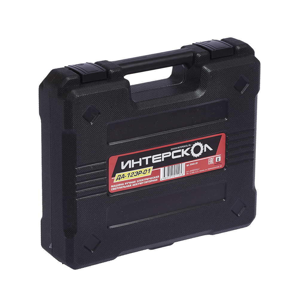 Аккумуляторная дрель-шуруповерт ИНТЕРСКОЛ ДА-12ЭР-01, 12 В, 1400 об/мин, с АКБ 1.5 Ач и ЗУ, в кейсе (534.0.1.01)
