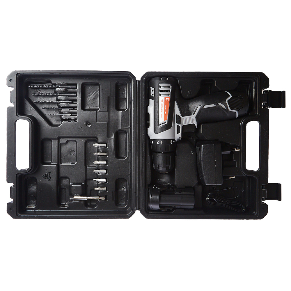 Аккумуляторная дрель-шуруповерт ИНТЕРСКОЛ ДА-12ЭР-02, 12 В, 1400 об/мин, с 2 АКБ 1.5 Ач и ЗУ, в кейсе (534.0.2.01)