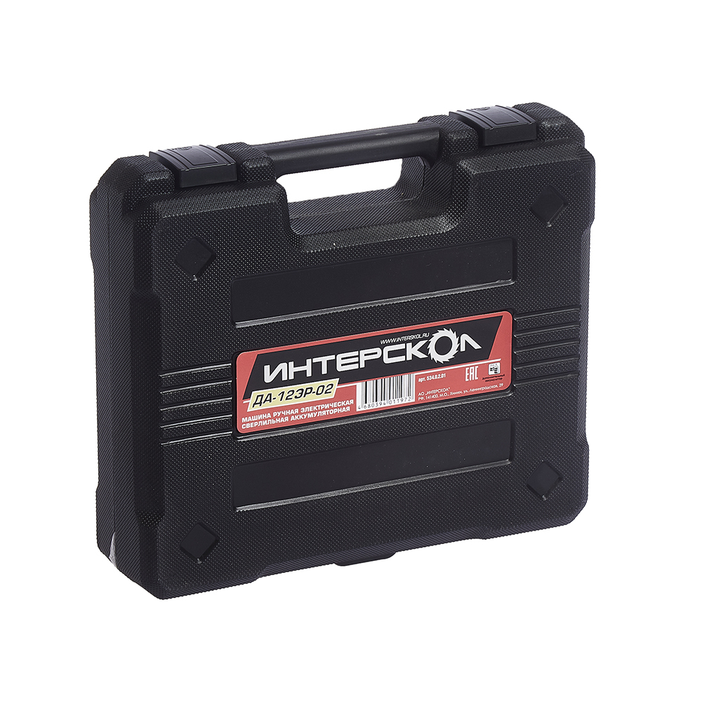 Аккумуляторная дрель-шуруповерт ИНТЕРСКОЛ ДА-12ЭР-02, 12 В, 1400 об/мин, с 2 АКБ 1.5 Ач и ЗУ, в кейсе (534.0.2.01)