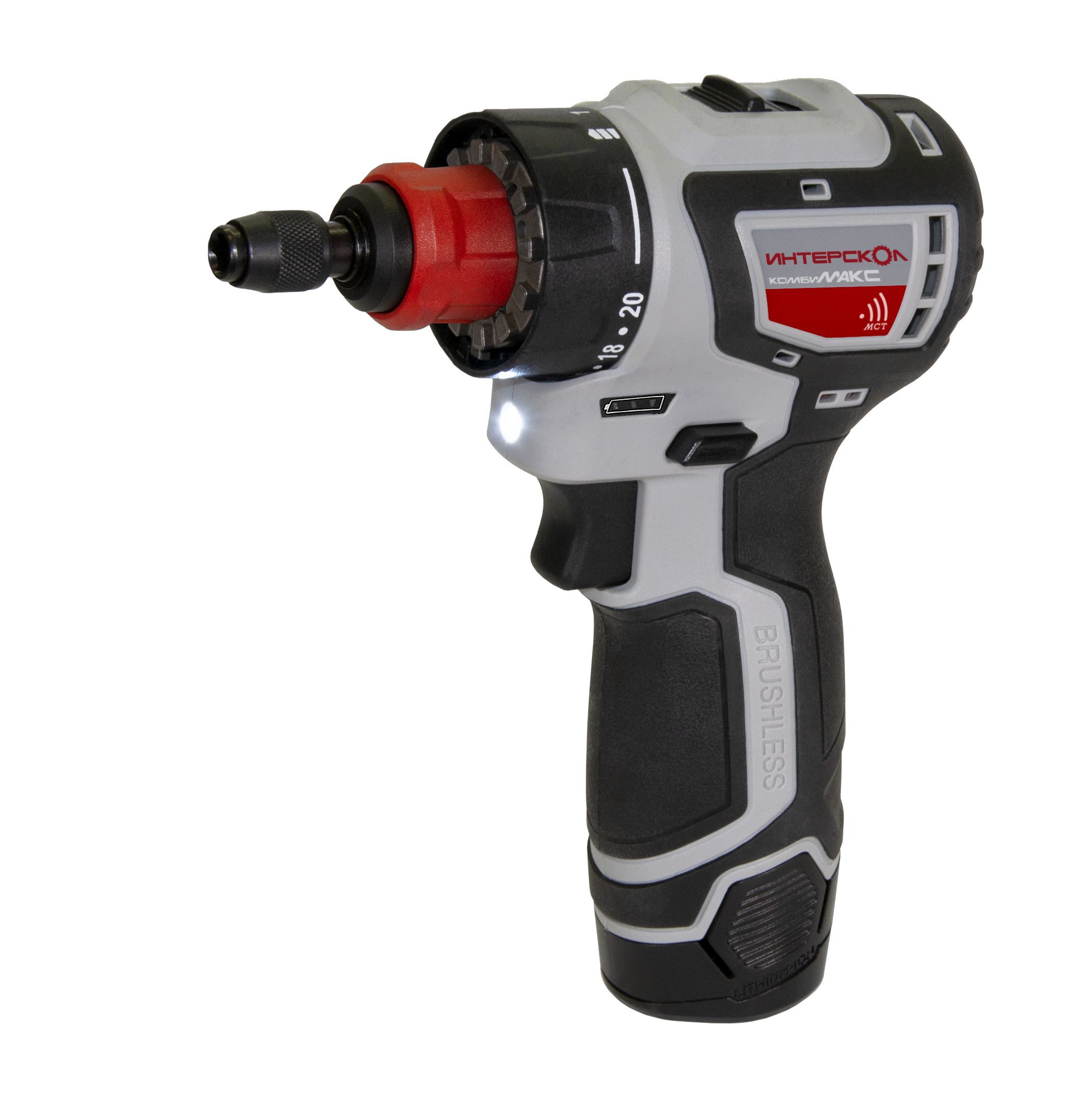 Аккумуляторная дрель-шуруповерт ИНТЕРСКОЛ КомбиМАКС ДА-10/12В 36, 12 В, 1450 об/мин, с 2 АКБ 2 Ач и ЗУ, в сумке (687.2.2.78)