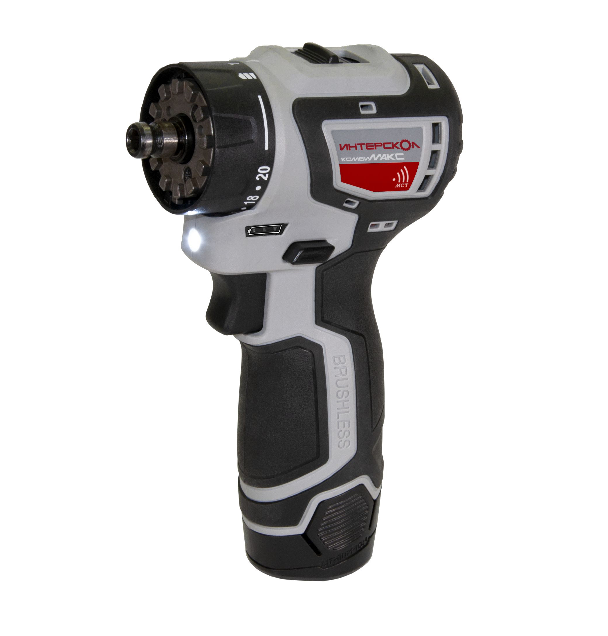 Дрель-шуруповерт ИНТЕРСКОЛ КомбиМАКС ДА-10/12В 36, 12 В, 1450 об/мин, 4 насадки, c 2 АКБ 2 Ач и ЗУ, в кейсе (687.2.2.79)