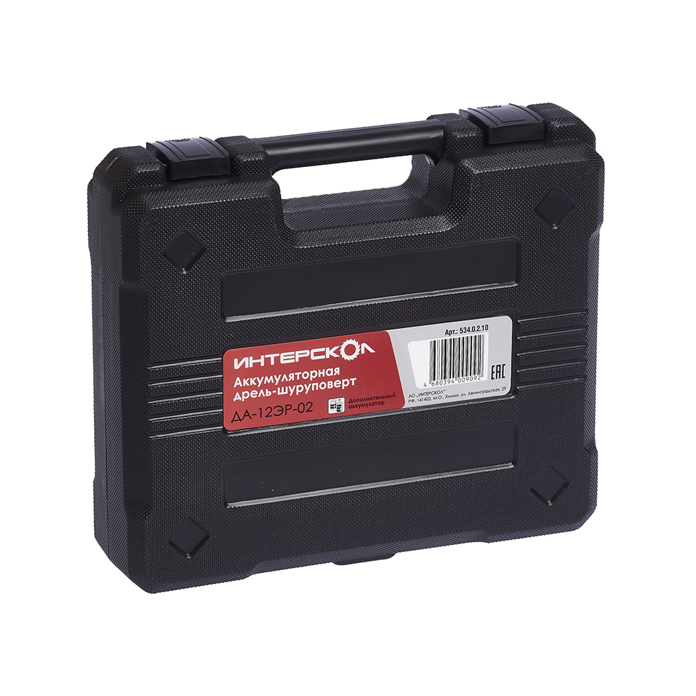 Аккумуляторная дрель-шуруповерт ИНТЕРСКОЛ Комби ДА-12ЭР-02, 12 В, 1400 об/мин, с 2 АКБ 1.5 Ач и ЗУ, в кейсе (534.0.2.10)