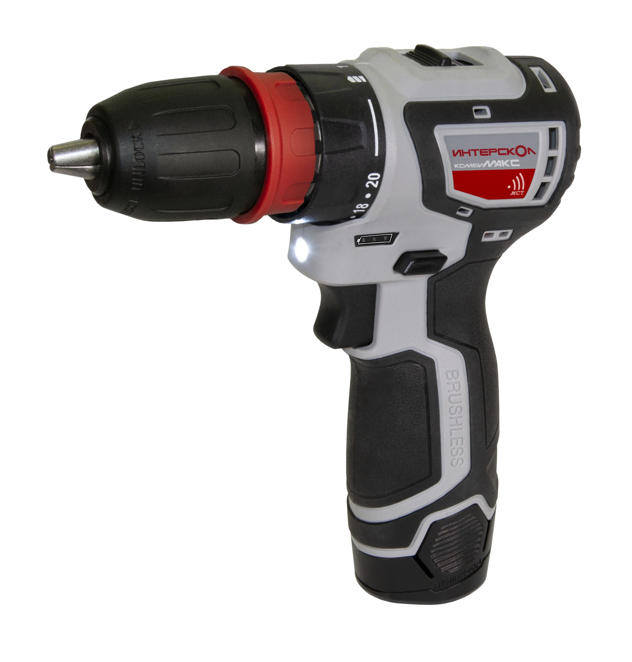 Аккумуляторная дрель-шуруповерт ИНТЕРСКОЛ КомбиМАКС ДА-10/12В 36, 12 В, 1500 об/мин, с 2 АКБ 2 Ач и ЗУ, в сумке (687.2.2.77)