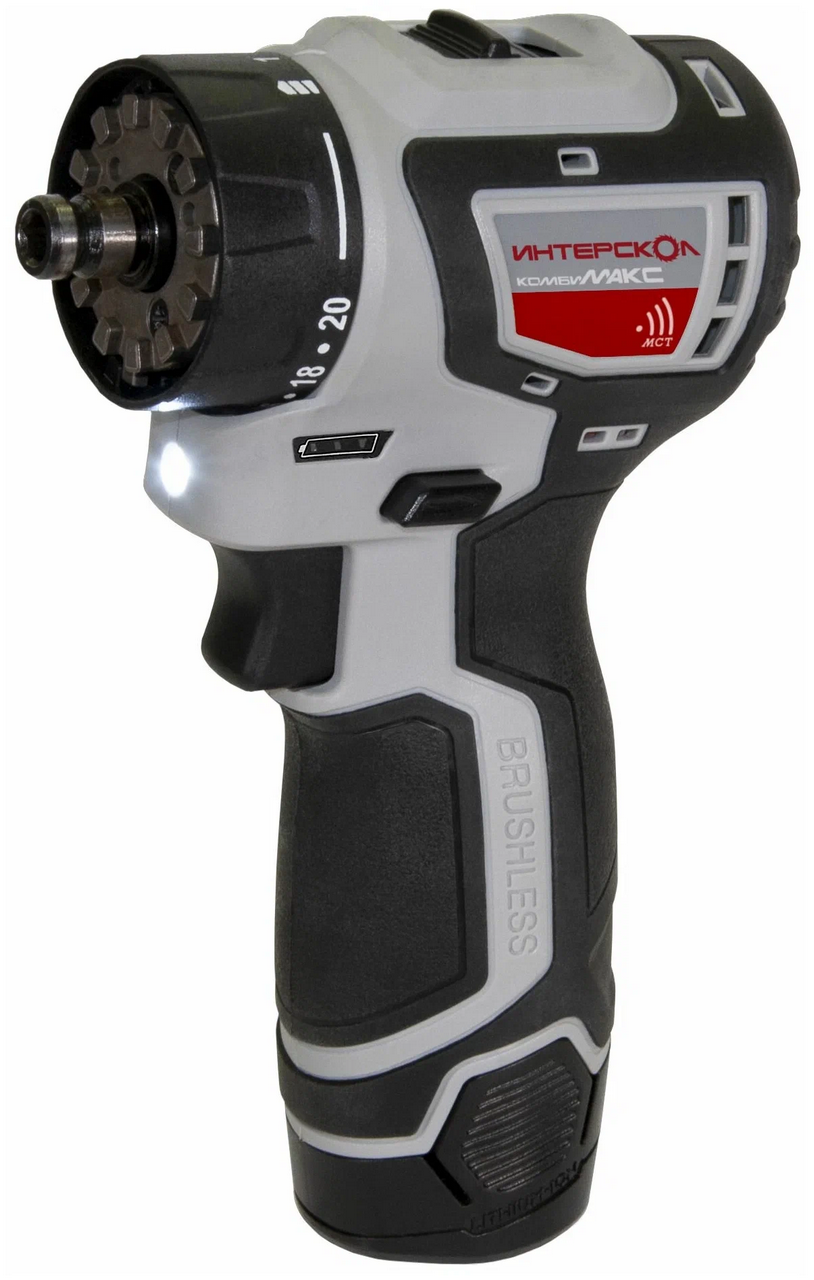 Аккумуляторная дрель-шуруповерт ИНТЕРСКОЛ КомбиМАКС ДА-10/12В 36, 12 В, 1500 об/мин, с 2 АКБ 2 Ач и ЗУ, в сумке (687.2.2.77)