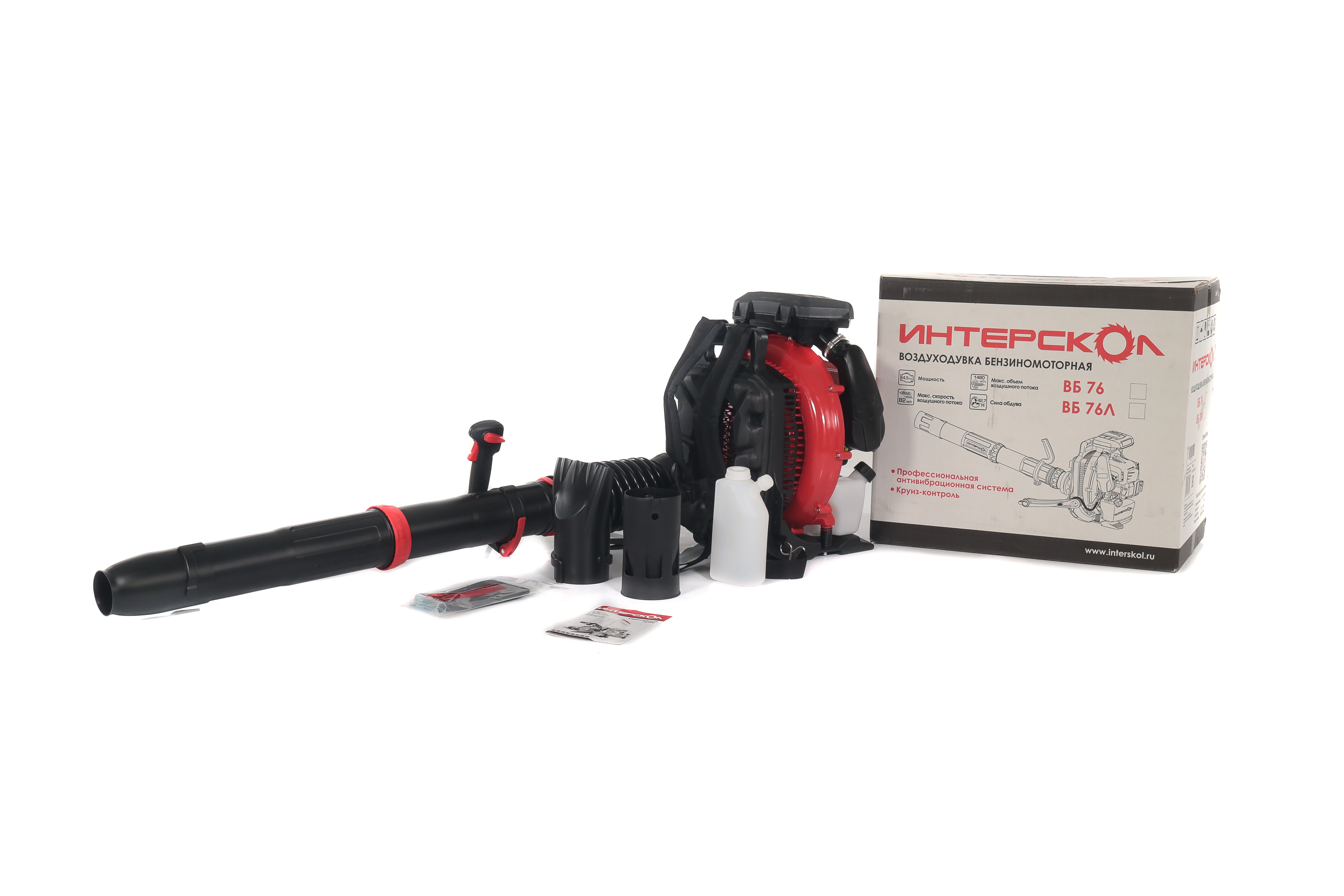 Воздуходувка бензиновая ИНТЕРСКОЛ ВБ 76, 3.3 кВт, 1760 м³/ч (678.0.0.70)