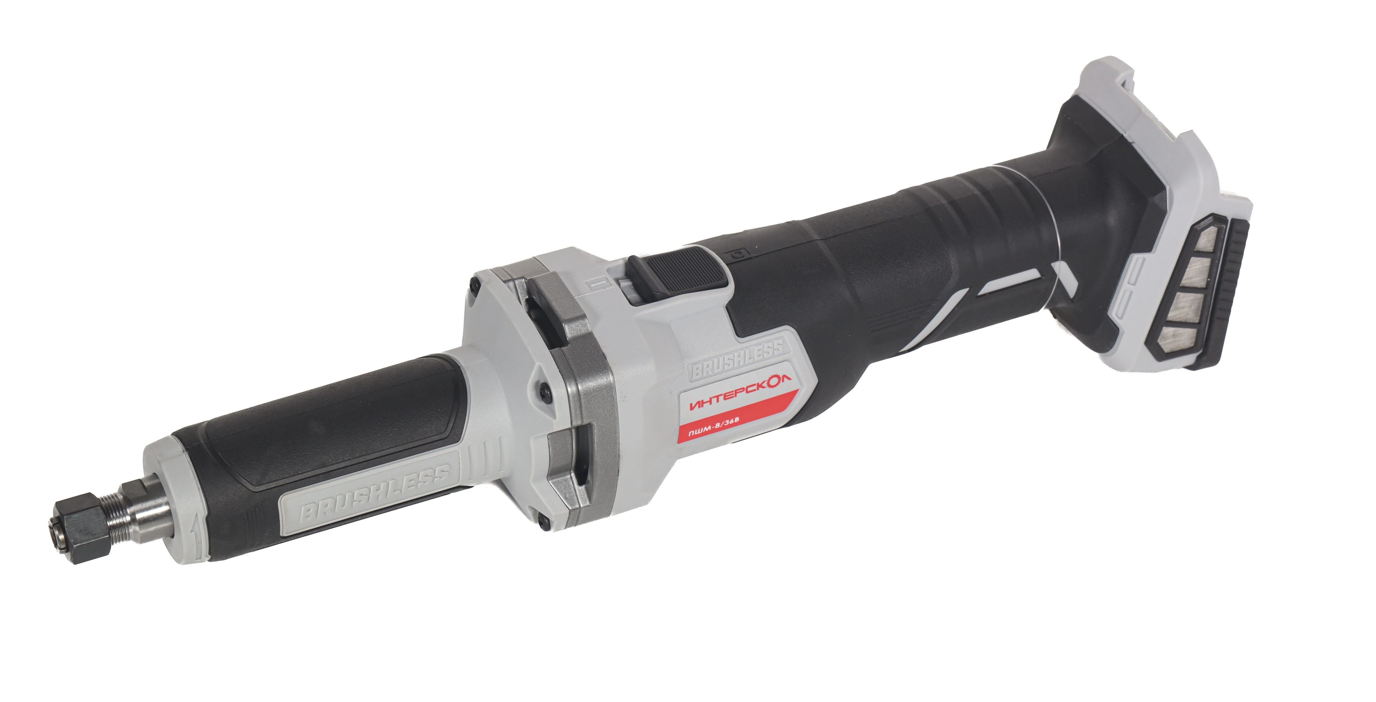 Аккумуляторная прямошлифовальная машина ИНТЕРСКОЛ ПШМ-8/36В, 36 В20000 об/мин, с АКБ 2.5 Ач и ЗУ (821.0.0.70-B25C)