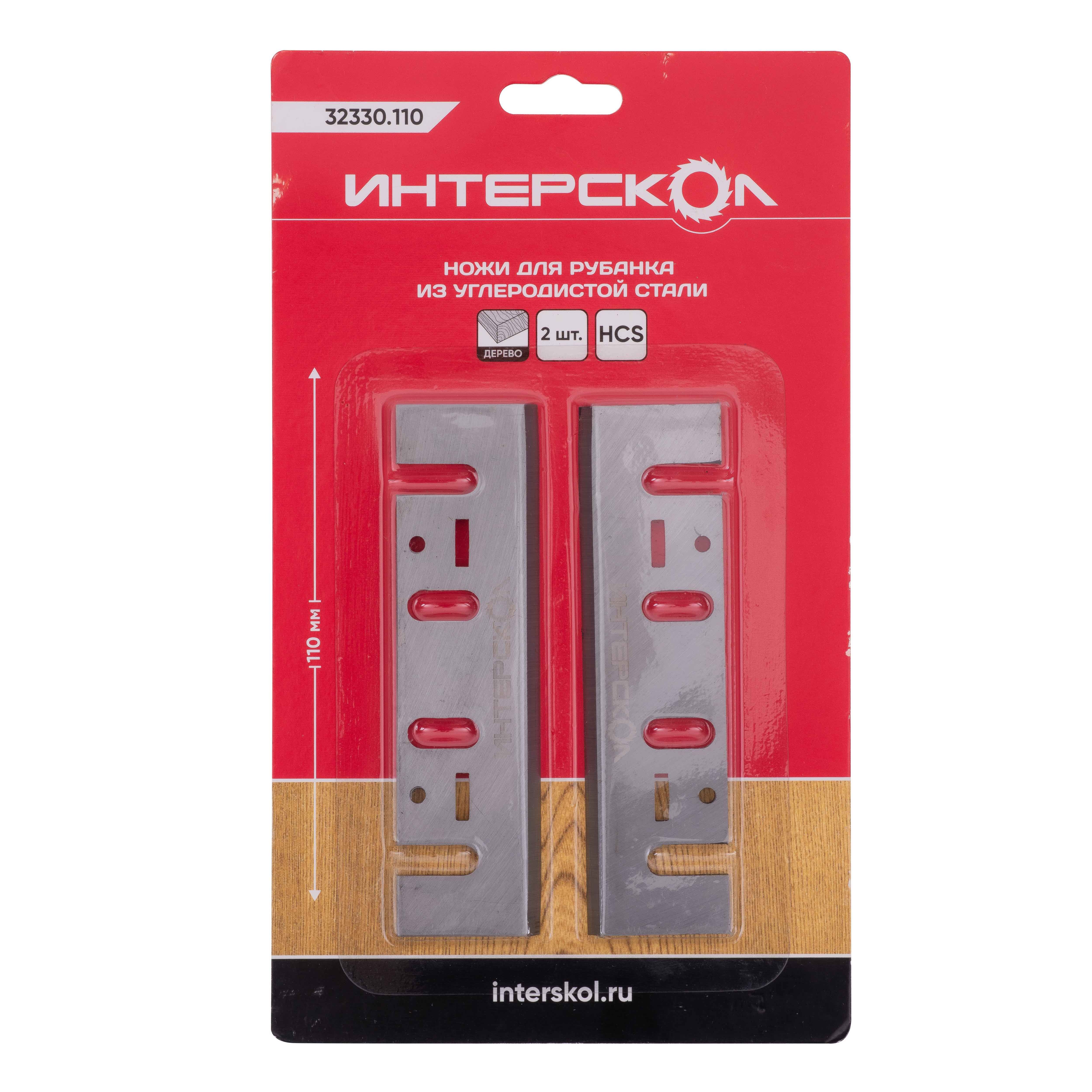 ﻿Нож для электрорубанка ИНТЕРСКОЛ, из углеродистой стали HCS, 110x30x3 мм, 2 шт., 32330.110