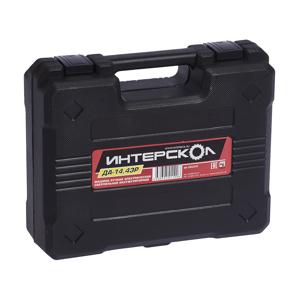 Аккумуляторная дрель-шуруповерт ИНТЕРСКОЛ ДА-14,4ЭР, 14.4 В, 1400 об/мин, с 2 АКБ 2 Ач и ЗУ, в кейсе (535.0.2.02)