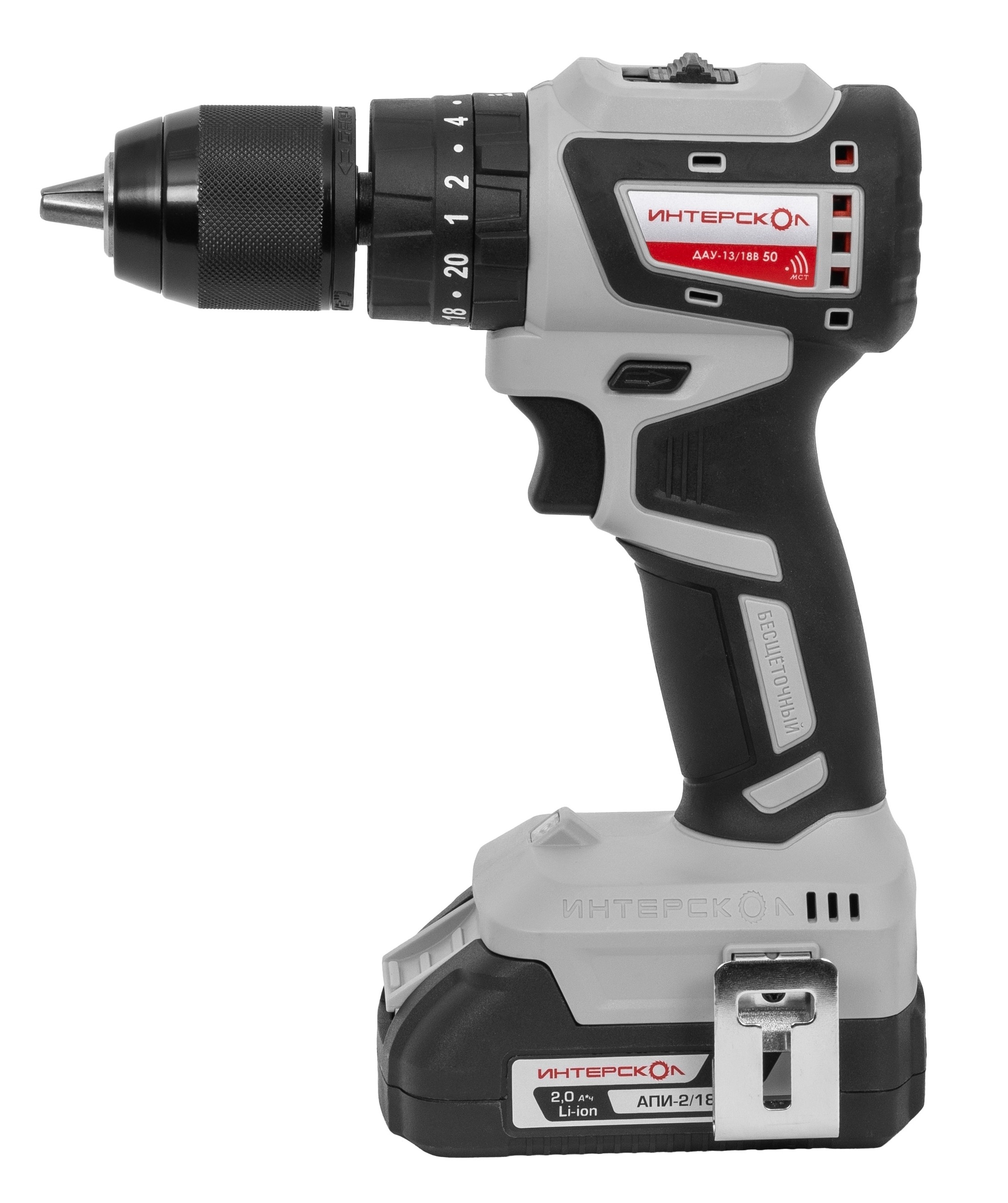 Дрель-шуруповерт ИНТЕРСКОЛ ДАУ-13/18В 50, 18 В, 1600 об/мин, 27000 уд/мин, с 2 АКБ 2 Ач и ЗУ, в кейсе (802.2.2.70)