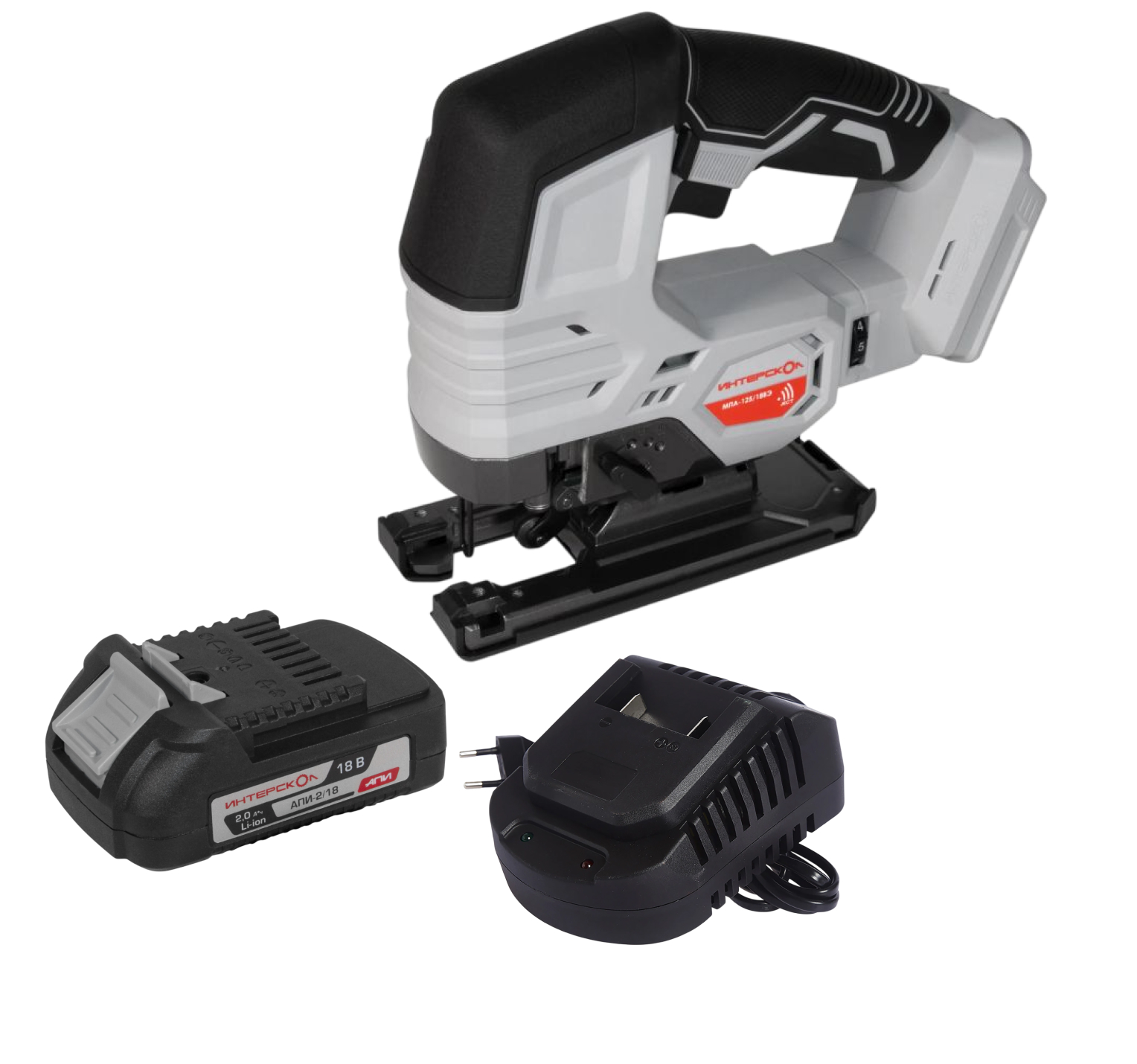 Аккумуляторный лобзик ИНТЕРСКОЛ МПА-125/18ВЭ, 18 В, 3000 ход/мин, 26 мм, с АКБ 2 Ач и ЗУ (939.0.0.70-B2C)