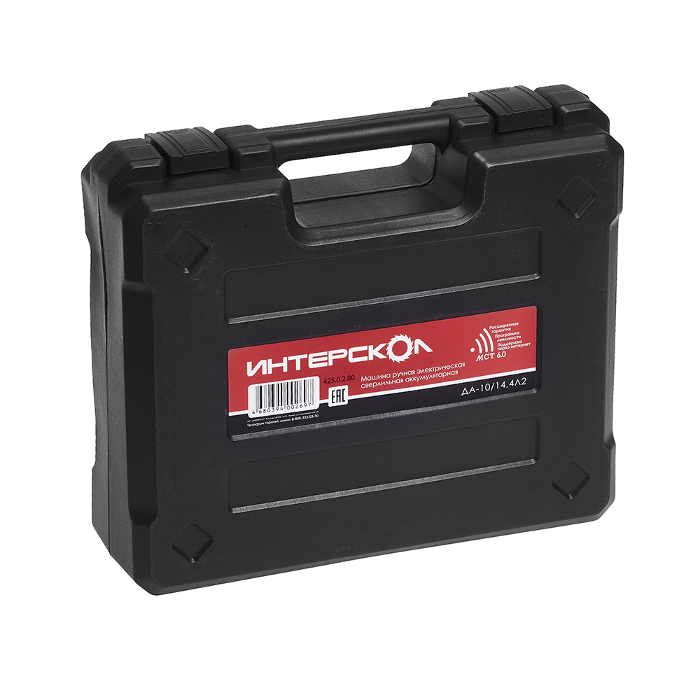 Аккумуляторная дрель-шуруповерт ИНТЕРСКОЛ ДА-10/14,4Л2, 14.4 В, 1350 об/мин, с 2 АКБ 1.5 Ач и ЗУ, в кейсе (425.0.2.00)