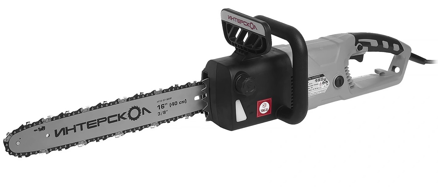 Цепная пила ИНТЕРСКОЛ ПЦ-16/2000ТН, 2000 Вт, 40 см, 14 м/с (500.1.1.00)