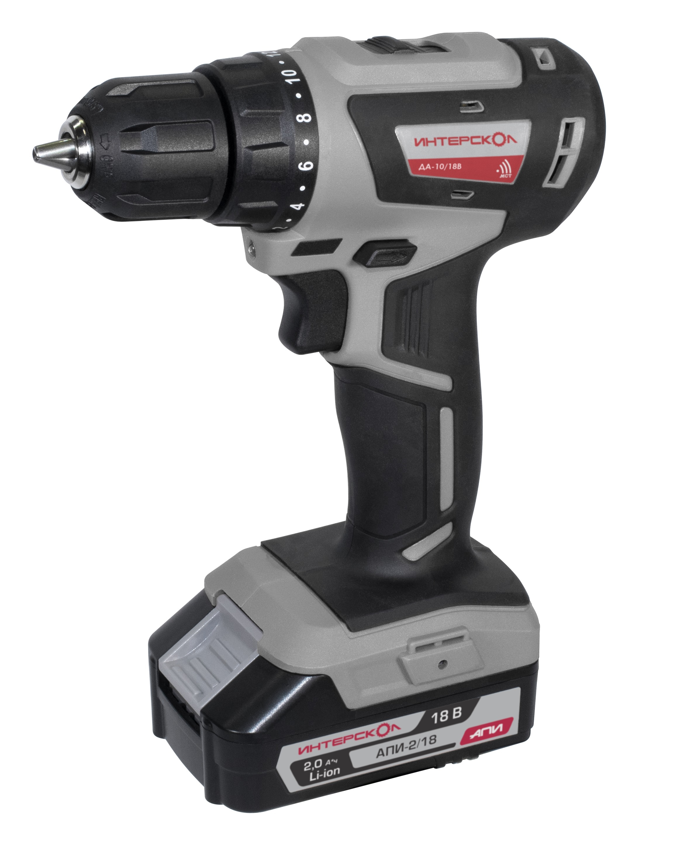 Аккумуляторная дрель-шуруповерт ИНТЕРСКОЛ МиниМАКС ДА-10/18В 42, 18 В, 1500 об/мин, с 2 АКБ 2 Ач и ЗУ, в кейсе (709.2.2.70)