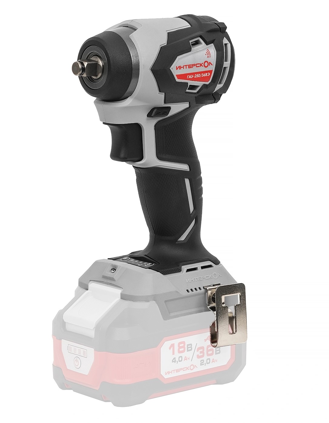 Аккумуляторный ударный гайковерт ИНТЕРСКОЛ ГАУ-250/36ВЭ, 36 В, 250 Нм, 3200 уд/мин, без АКБ и ЗУ (863.0.0.70)