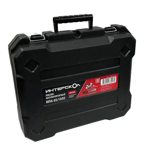 Аккумуляторный лобзик ИНТЕРСКОЛ МПА-65/18Л2, 18 В, 3000 ход/мин, 19 мм, с 2 АКБ 2 Ач и ЗУ, в кейсе (630.2.2.70)