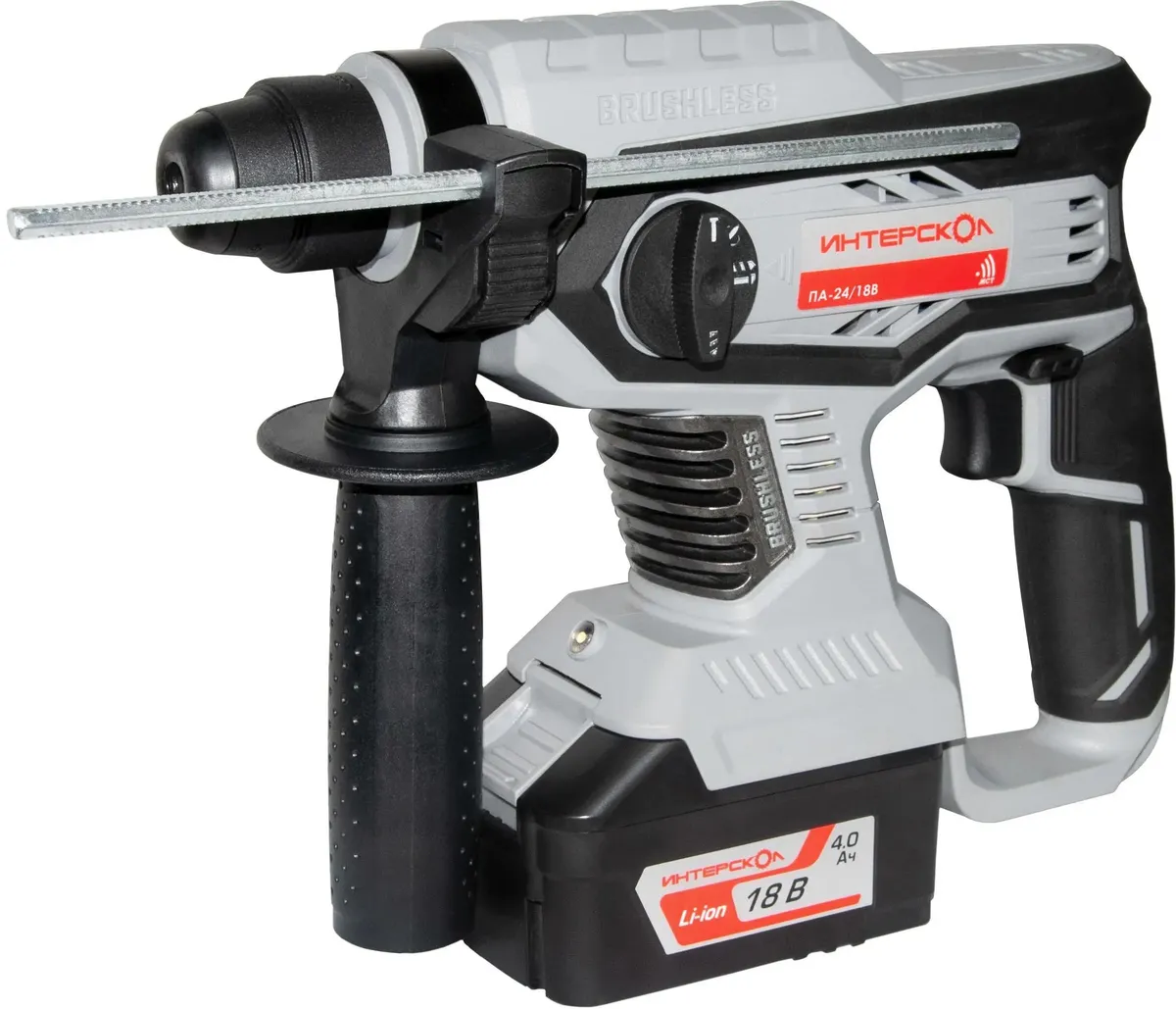 Аккумуляторный перфоратор ИНТЕРСКОЛ ПА-24/18В, 18 В, 2.2 Дж, 5300 уд/мин, с АКБ 4 Ач и ЗУ (579.4.1.70)