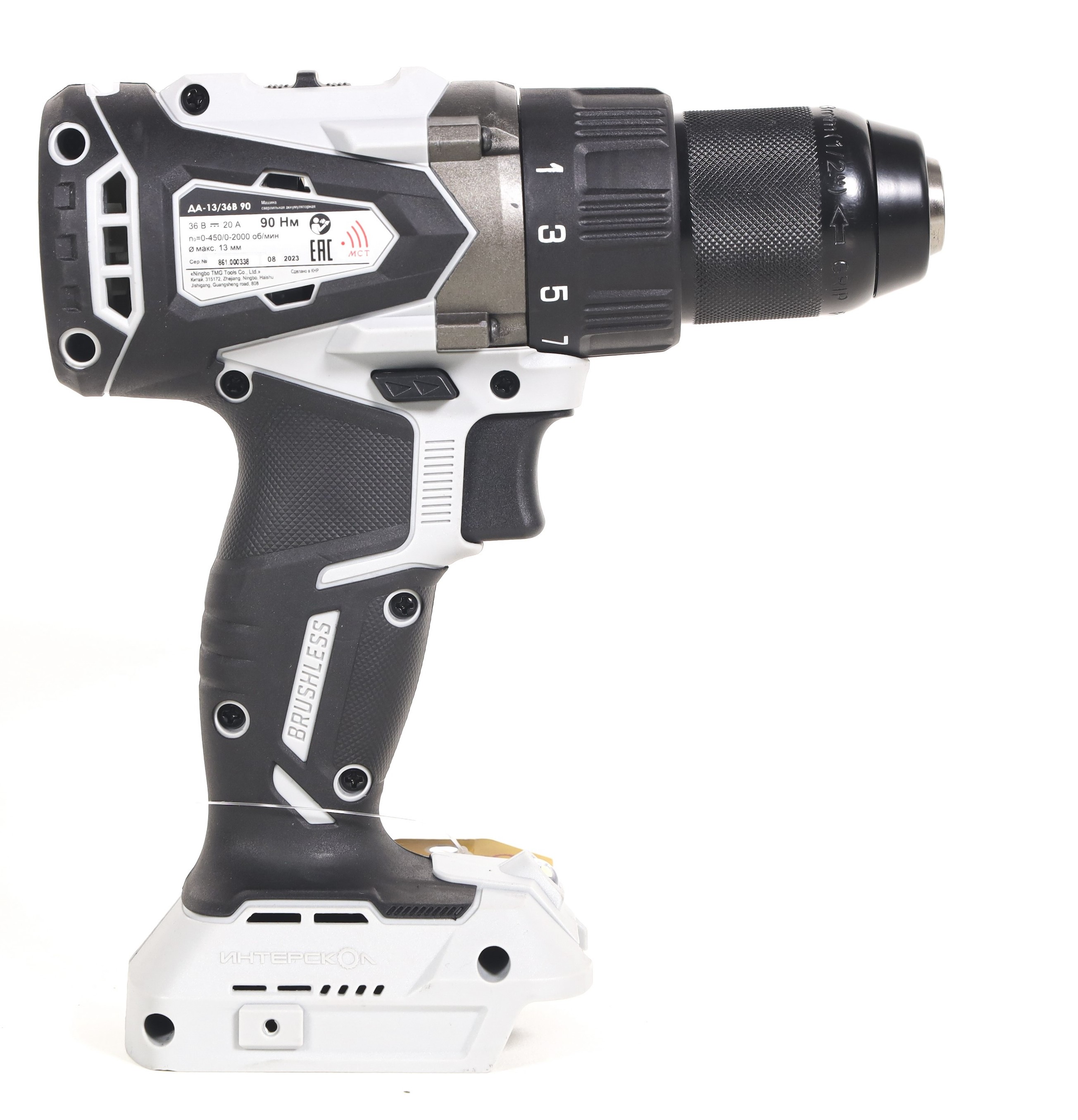 Аккумуляторная дрель-шуруповерт ИНТЕРСКОЛ ДА-13/36В 90, 36 В, 2000 об/мин, с АКБ 2.5 Ач и ЗУ (861.0.0.70-B25C)