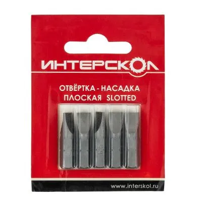 Бита ИНТЕРСКОЛ плоская SL6,5х1,2, длина 25 мм, хвостовик 1/4", 5 шт., 2042402500650