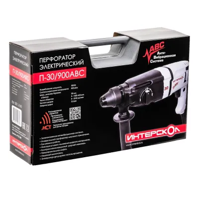 Перфоратор ИНТЕРСКОЛ П-30/900АВС, 900 Вт, 3.3 Дж, 5100 уд/мин, в кейсе (86.1.4.40)