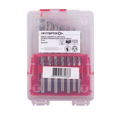 Набор сверл ИНТЕРСКОЛ по металлу, 1-10 мм, 19 шт. (18101.019)