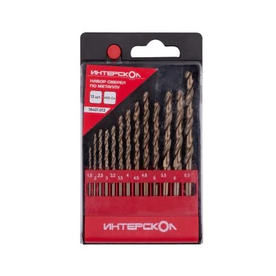 Набор сверл ИНТЕРСКОЛ по металлу, 1.5-6.5 мм, 13 шт (18401.013)