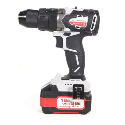 Дрель-шуруповерт ИНТЕРСКОЛ ДАУ-13/36В 70, 36 В, 1900 об/мин, 30000 уд/мин, с 2 АКБ 2 Ач и ЗУ, в кейсе (813.2.2.70)