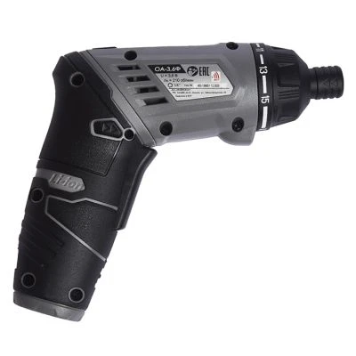 Аккумуляторная отвертка ИНТЕРСКОЛ ОА-3,6Ф, 3.6 В, 5 Н·м, 200 об/мин, 1 АКБ 1.3 Ач и ЗУ, в кейсе, 433.0.1.00