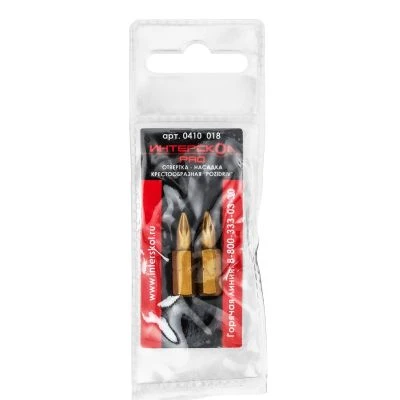 Бита ИНТЕРСКОЛ PZ1, 25 мм хвостовик 1/4", 2 шт. (0410.018)