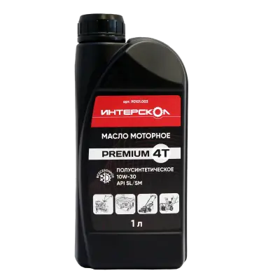Масло моторное ИНТЕРСКОЛ Premium, 10W-30, 4-х тактное, полусинтетическое, 1000 мл (90101.003)