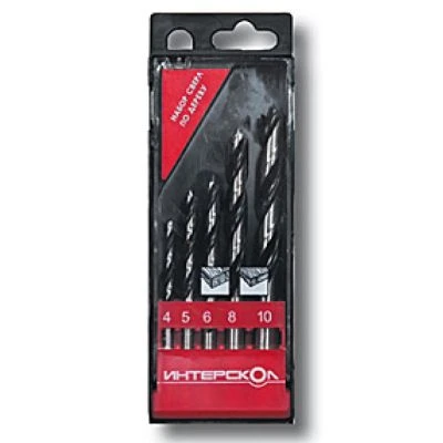 Набор сверл ИНТЕРСКОЛ по дереву, 4/5/6/8/10 мм, 5 шт. (2039300300000)