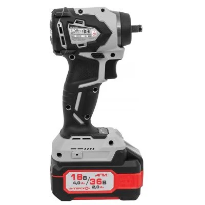 Аккумуляторный ударный гайковерт ИНТЕРСКОЛ ГАУ-250/36ВЭ, 36 В, 250 Нм, 3200 уд/мин, с 2 АКБ 2 Ач и ЗУ, в кейсе (863.2.2.70)