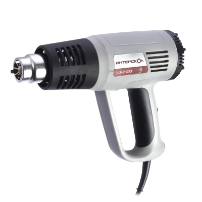 Строительный фен ИНТЕРСКОЛ ФЭ-2000Э, 2000 Вт, 600°С, 500 л/мин, 1 насадка 192.0.0.00