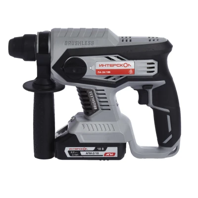 Аккумуляторный перфоратор ИНТЕРСКОЛ ПА-24/18В, 18 В, 2.2 Дж, 5300 уд/мин, с 2 АКБ 2 Ач и ЗУ (579.2.2.70)