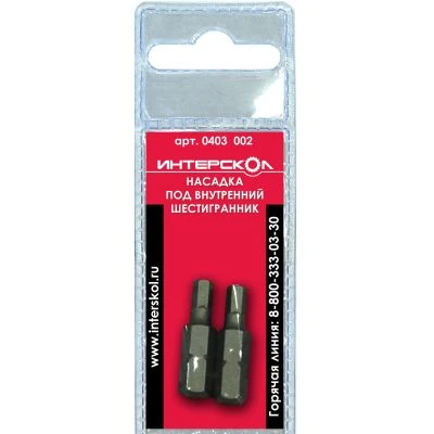 Бита ИНТЕРСКОЛ HEX4.0, 25 мм хвостовик 1/4", 2 шт. (0403.002)