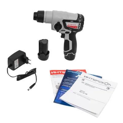 Аккумуляторный перфоратор ИНТЕРСКОЛ ПА-12/12В, 12 В, 1.2 Дж, 4250 уд/мин, с 2 АКБ 2 Ач и ЗУ (648.2.2.70)