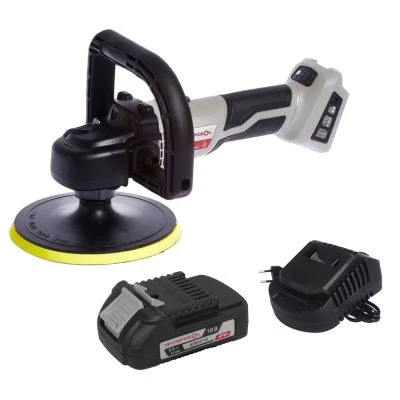 Аккумуляторная полировальная машина ИНТЕРСКОЛ УПМ-180/18ВЭ,, 18 В, 180 мм, 2200 об/мин, с АКБ 2 Ач и ЗУ (642.1.0.70-B2C)