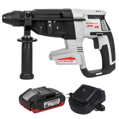 Аккумуляторный перфоратор ИНТЕРСКОЛ ПА-28/18ВM, 18 В, 2.8 Дж, 5300 уд/мин, с АКБ 4 Ач и ЗУ, в кейсе (732.0.0.70-B4C)