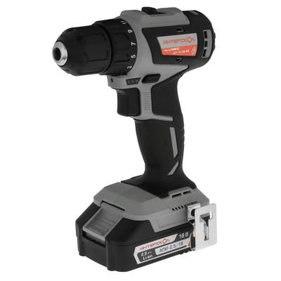 Аккумуляторная дрель-шуруповерт ИНТЕРСКОЛ МиниМАКС ДА-10/18В 44, 18 В, 1650 об/мин, с 2 АКБ 2.5 Ач и ЗУ, в кейсе (759.2.2.45)