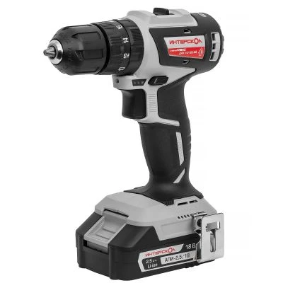 Дрель-шуруповерт ИНТЕРСКОЛ МиниМАКС ДАУ-10/18В, 18 В, 1650 об/мин, 25500 уд/мин, с 2 АКБ 2.5 Ач и ЗУ, в кейсе (769.2.2.45)