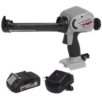 Аккумуляторный пистолет для герметика ИНТЕРСКОЛ ШПА-310/18, 18 В, с АКБ 2 Ач и ЗУ